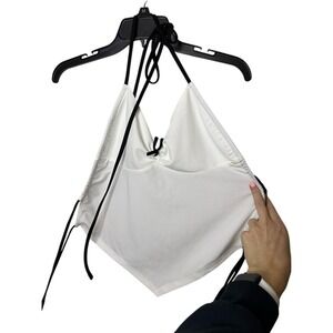 White‎ Halter Top with Black Straps